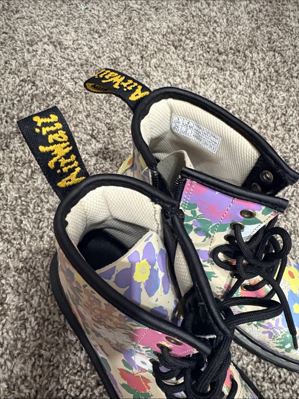 Dr. Martens for AirWalk Floral Boots Kids Size 4 - Picture 2 of 6
